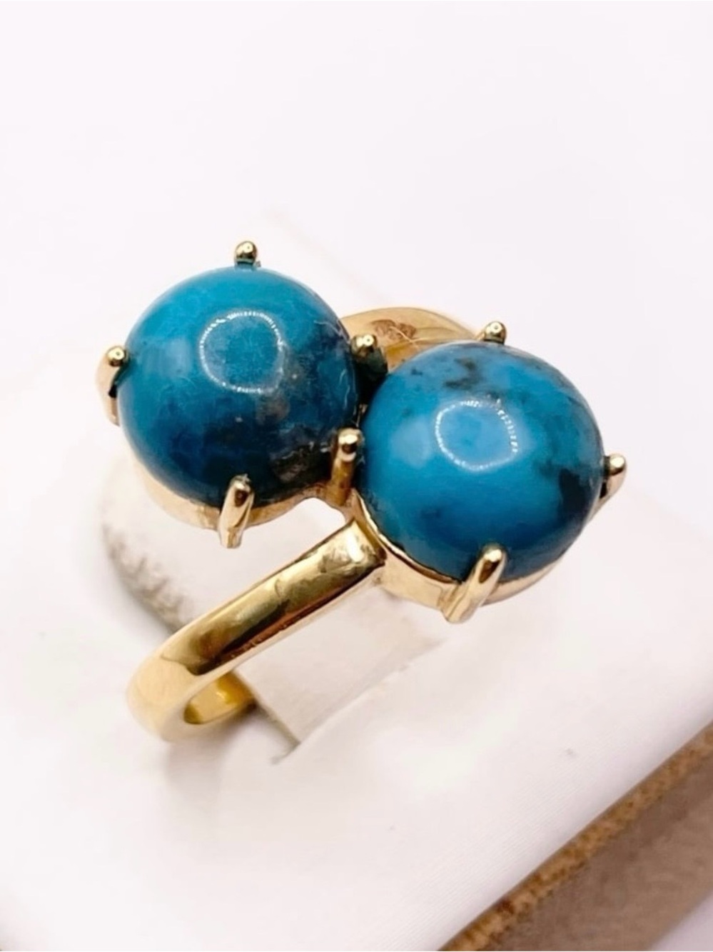 Size 7 blue turquoise 925 Sterling silver bypass Ring - Picture 3 of 8